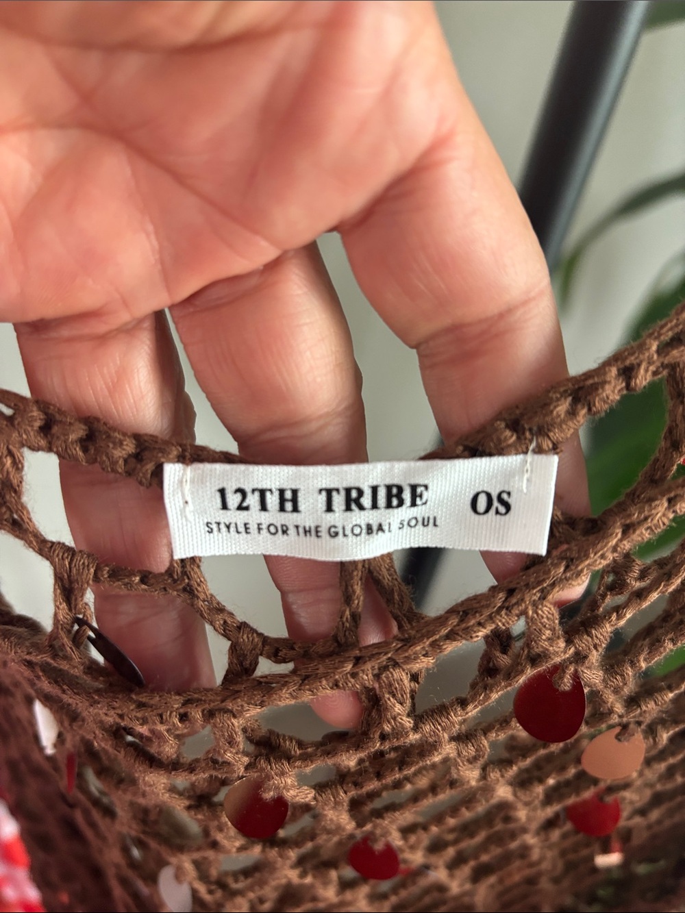 12th Tribe Brown Crochet Fringe Tank Top - Picture 4 of 5